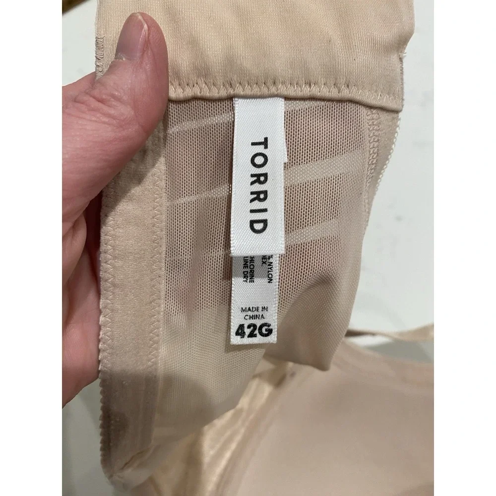 Torrid 42G Nude Beige Lace T-Shirt Bra‎ Full Coverage Underwire EUC